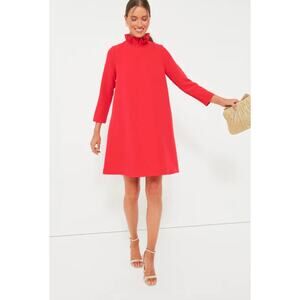 EUC Tuckernuck Daphne Ruffle Mockneck Bow Back Mini Dress Small Christmas Party